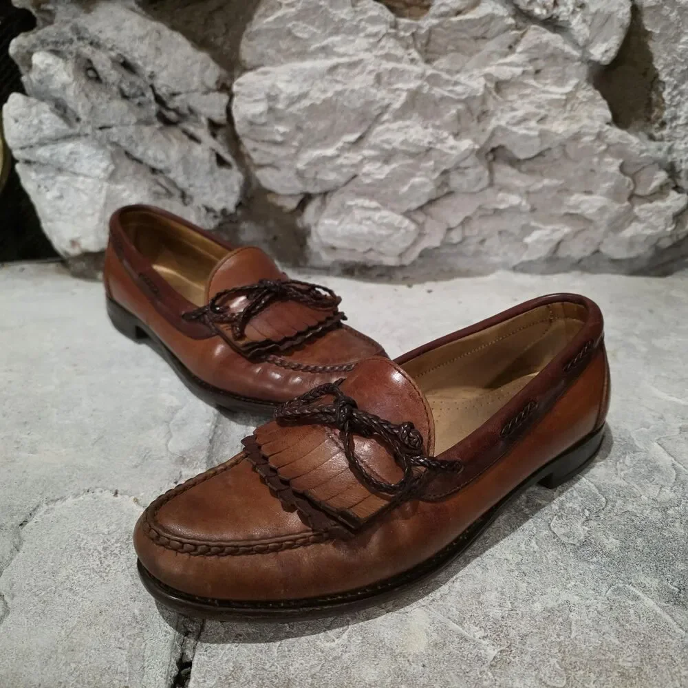 Allen Edmonds Woodstock Leather Kiltie Loafer Men 9 1/2 Brown Moccasin Old Money